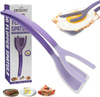 Silicone Egg Flipper Spatula Tongs (Set of 1) – Non-Stick 2-in-1 Grip & Flip Kitchen Tongs for Pancakes, Fish, Eggs, and More – Heat Resistant Cooking Tool (Black) (Purple)