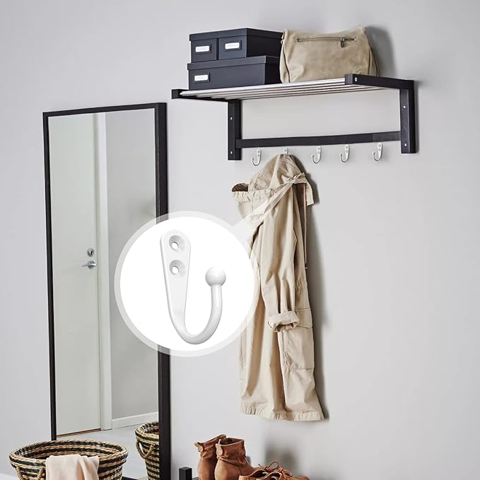 25PCS Wall Hooks | Hooks for Hanging | Wall Hooks for Hanging | Coat Hooks | Hooks for Hanging Heavy Duty | Wall Hangers with 50 Pieces Screws（White）