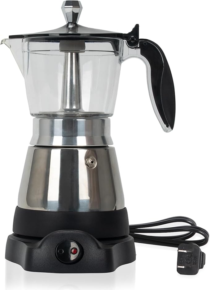 Cafeteras Electricas Modernas Moka Pot, Italian Coffee Espresso Machine, 6 Cup Cuban Coffee Maker with Detachable Base & Overheat Protection, Greca Electrica De Cafe Gift for Travel