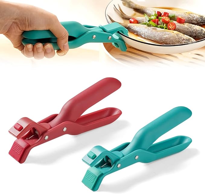 Multi-Purpose Anti-Scald Bowl Holder Clip for Kitchen, 2 Pcs Silicone Non-Slip Heat Insulation Anti-Scald Clip, Hot Bowl Dish Plate Gripper Clips Tongs Clamp Holder, Hot Pan Gripper Tool (Red+Green)