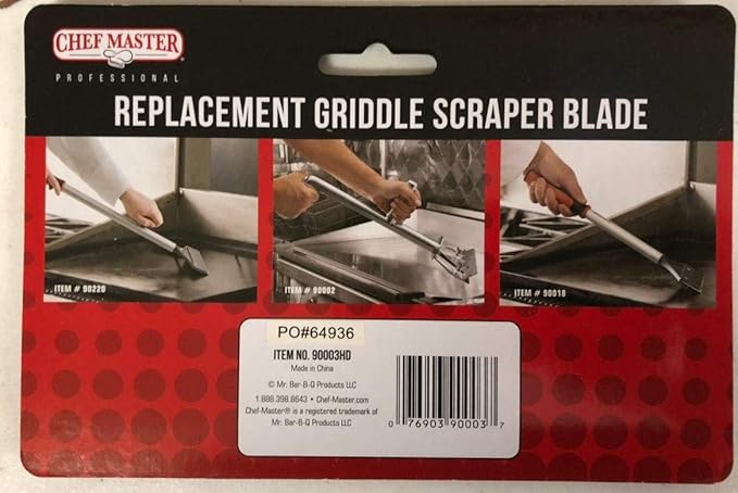 Replacement Blade for Chef Master Griddle Scraper by FryOilSaver Co., 5 1/2" Wide x 1.2mm Thick Stainless Steel Reversible Blade Fits to Most Griddle Scrapers, Double Beveled Edge for Chrome Griddles