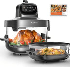 Kismile Roasti 5-in-1 Portable Glass Air Fryer, 2.6QT & 4.7QT Dual Glass Containers with Lids, Compact & Portable Design for Crispy, Roasted, and Warmed Meals – Dishwasher & Freezer Safe (Dark Grey)