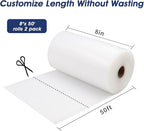 Vacuum Sealer Bags 2 Rolls 8"x50' Commercial Grade Food Saver Bags for Seal a Meal, BPA Free, Heavy Duty, Great for vac Storage, Meal Prep or Sous Vide