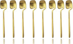 JASHII Mini Teaspoons Set Pack of 8 Stainless Steel Espresso Spoons for Coffee Sugar Dessert Cake Ice Cream Soup Antipasto Cappuccino, 5.3 Inch (Gold)