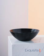 54 OZ Salad Bowl Set of 2, Opal Glass 9.5 inch Serving Dishes for Salad, Fruit, Kitchen Microwave & Dishwasher Safe, Black