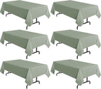 sancua 6 Pack Sage Green Tablecloth 60 x 102 Inch, Rectangle Table Cloth for 6 Feet Tables - Stain and Wrinkle Resistant Washable Polyester Table Cover for Dining Tables, Buffet Parties and Camping