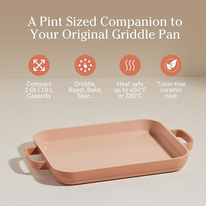 Our Place Mini Griddle Pan - 2 Quart Nonstick Ceramic Sheet Pan & Stovetop Griddle with Handles | Toxin-Free Cast Aluminum | Oven Safe up to 450°F | Spice