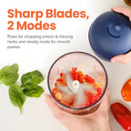 Choppi Cordless Electric Vegetable Chopper & Mini Food Processor for Dicing, Shredding, Mincing, and Puree, Portable and Rechargeable, 2-Cup, 500 mL, 4000 mAh Battery, Blue