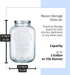 Diamond Star 2 Gallons Mason Jar with Aluminum Lids, Large Glass Wide Mouth Canning Food Storage Containers for Kitchen Canning Cereal, Pasta, Sugar, Beans, Spice, Preserves, Dog Treat