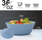 Homienly Alternatives Plastic Bowls - 36oz Cereal & Soup Bowls, Set of 6, Microwave & Dishwasher Safe, Sky Blue