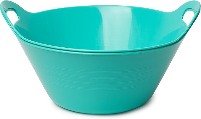 Tiawudi 2 Pack Snack Bowls (4.9L Large), Plastic Serving Bowls for Party, Large Bowls with Handles for Kitchen, Fruit, Cereal, Candy, Salad and Chip, Microwave Safe