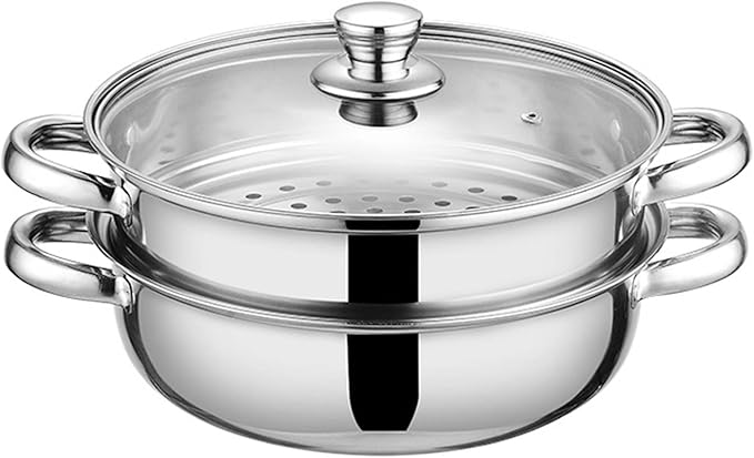 Steamer Pot with Lid, Multipurpose Stainless Steel Steaming Pot Cookware - 11-inch for Vegetables, Stews, Pasta, Dumplings, Sauce