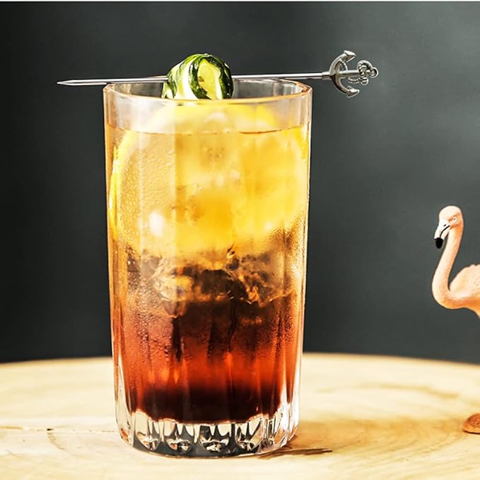 RRRuo Anchor Cocktail Picks Reusable Stainless Steel Cocktail for Appetizer Olives Sandwiches Cherries Garnish Forks Fruit Skewers Toothpicks 8 pieces (Silver)