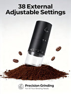 Lamido 2026 New Upgrade Portable Electric Coffee Grinder with Ceramic Burr - 38 Adjustable Grind Settings - 1.8X Faster Grinding - 2000 mAh Rechargeable for Espresso, Travel - Black