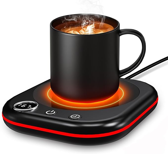 Mug Warmer - 3 Temp Setting 113°F 131°F 167°F - Ambient Light - Coffee Mug Warmer for Desk with 1-12H Timer - 4H Auto Shut Off- Electric Cup Beverage Warmer Gift for Coffee, Tea, Milk