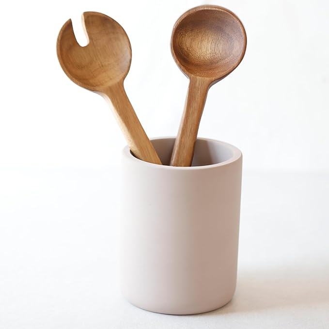 Selegna Instant Dry Utensil Holder for Kitchen Countertop, Diatomite Stone Utensil Caddy, Diatomaceous Earth Kitchen Utensil Organizer | Quick Drying Water Absorbing Pottery for Sink organization