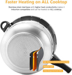 16 Quart Pressure Cooker, 10 Psi Induction Compatible Pressure Canner w/Stainless Steel Honeycomb Base, Heavy Gauge Aluminum, Quality Steamer Rack Included