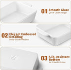 Jassceram Casserole Dishes for Oven, 9x13 Large Porcelain Baking Dish, 4.5-Quart Deep Rectangular Baking Pan with Handles for Lasagna, Roasting, Oven and Dishwasher Safe, Great Kitchen Gift, White