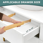 Lzerking Drawer Divider 4 Pack, Kitchen Bamboo Drawer Organizers, 17-22" Adjustable Wood Dividers for Clothes, Spring Loaded, Works in Kitchen, Dresser, Bathroom and Bedroom
