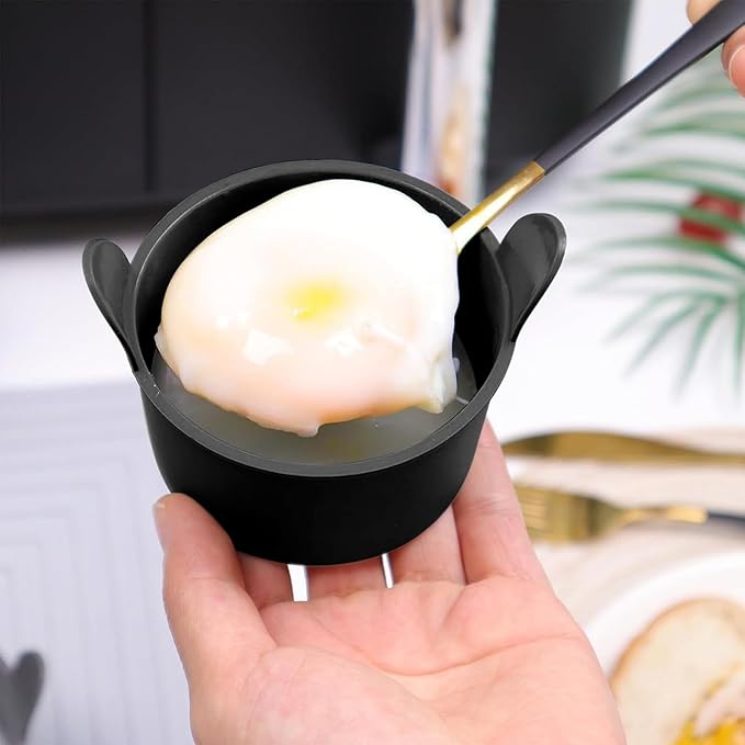 Microwave Egg Poacher, Nonstick Egg Boiler Poacher 4 PCS, Egg Poacher Cups, Boiled Egg Mold, Poached Egg Cooker for Baking Oven Microwave Stovetop Egg Cooking Air Fryer (B)
