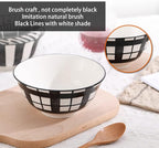 Cereal Bowl Porcelain Soup Bowls - Ceramic Bowl Set 23 oz - 6 Inch Japanese Bowls Black and White for Serving Salad | Ramen | Noodle | Pho | Oat | Oatmeal - Microwave and Dishwasher Safe - Set of 6