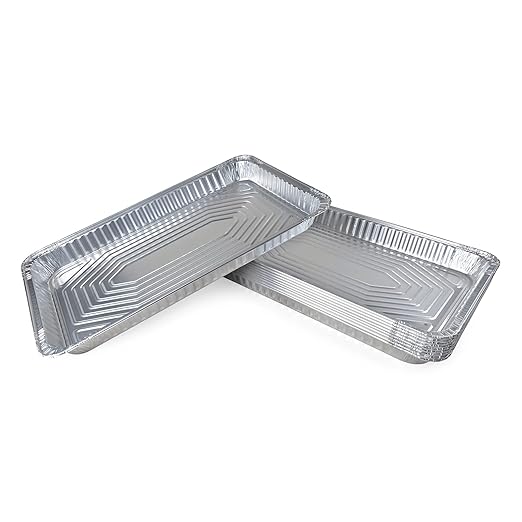 IDL Packaging Full Size Aluminum Steam Table Pans - Shallow, 21" x 13" x 1.5" (pack of 10) - Disposable Foil Pan for Grilling, Roasting, BBQ, Cooking, Baking, Freezing