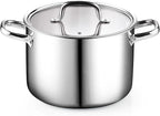 Cook N Home Stainless Steel Stockpot 8 Quart, Tri-Ply Clad Soup Pot with Glass Lid, Induction Compatible, Heavy Duty Canning Pot, Dishwasher Oven Safe, Silver
