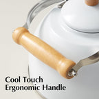 ROCKURWOK Tea Kettle, Tea Pot with Cool Touch Ergonomic Handle, Teapot Food Grade Stainless Steel, Tea Kettle Stovetop, Kettle Teapot, Whistling Tea Kettle, Tea Pot, 2.7 Quart (White)