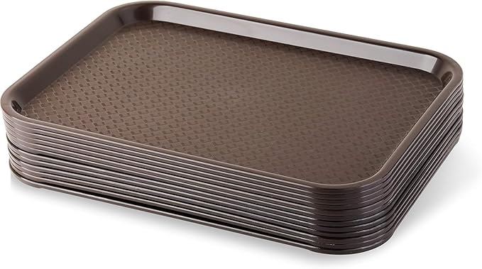 New Star Foodservice Fast Food Tray, Set of 12 (Brown, 10 by 14 Inch)