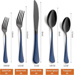 20 Piece Black Blue 18/0 Flatware Utensil Set for 4, Include Dinner Knife,Dinner Forks,Dinner Spoons,Salad Forks,Teaspoons,Silverware Set for 4, Dishwasher Safe