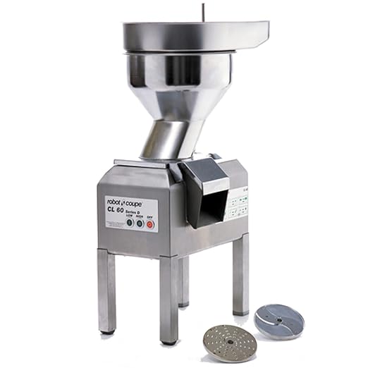 Robot Coupe CL60B Two Speed Bulk Continuous Feed Commercial Food Processor with Side Discharge and Two Discs, 240v