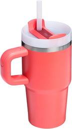 Stanley Quencher H2.0 Tumbler with Handle and Straw 20 oz | Flowstate 3-Position Lid | Cup Holder Compatible for Travel | Insulated Stainless Steel Cup | BPA-Free | Hot Coral