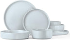 Dinner Plates and Bowls Sets, Onader 8 Pieces Stoneware Dinnerware Service for 2, Gray Ceramic Kitchen Dish Set, Speckled Dishware Dining Ware - Slate Gray