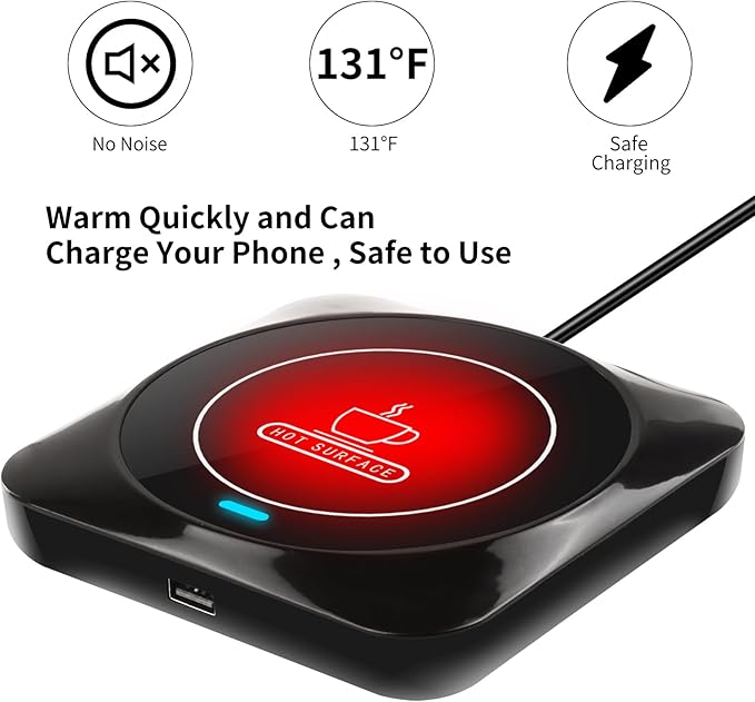 Smart USB Coffee Cup Warmer with Pressure-Induced Auto On/Off, Coffee Accessories for Home Office Desk