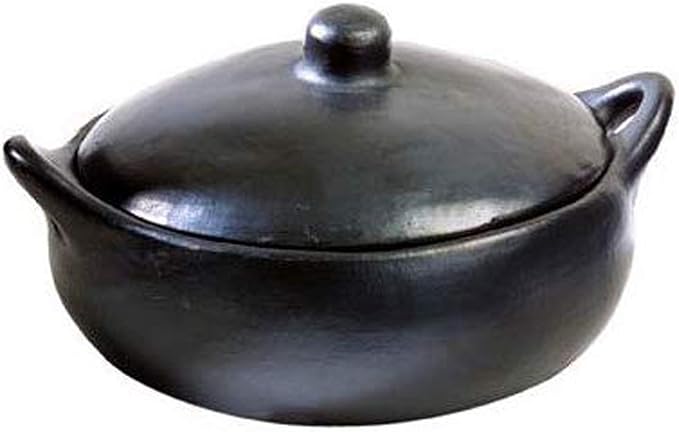 Authentic Chamba Casserole - Elegant Handmade Black Clay Cooking Pot with Cover - Perfect for Soups, Stews, Braises & More - Versatile & Durable - Stovetop Safe - 3 Qt.