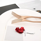 24-Piece Copper Flatware, Mirror 18/10 Stainless Steel Modern & Luxury Dinnerware Set With Serrated Steak Knife Teaspoon For Daily Use or Dinner Party Restaurant - Service For 4