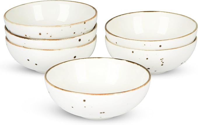 Esfour Round Porcelain Bowls - 18 Ounce - Set of 6 - Microwave, Oven, Dishwasher-Safe, Scratch Resistant, Porcelain Durable Small Dishes Bowls for Cereal, Salad, Pasta, Soup Dessert - Assorted Classic