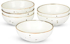 Esfour Round Porcelain Bowls - 18 Ounce - Set of 6 - Microwave, Oven, Dishwasher-Safe, Scratch Resistant, Porcelain Durable Small Dishes Bowls for Cereal, Salad, Pasta, Soup Dessert - Assorted Classic