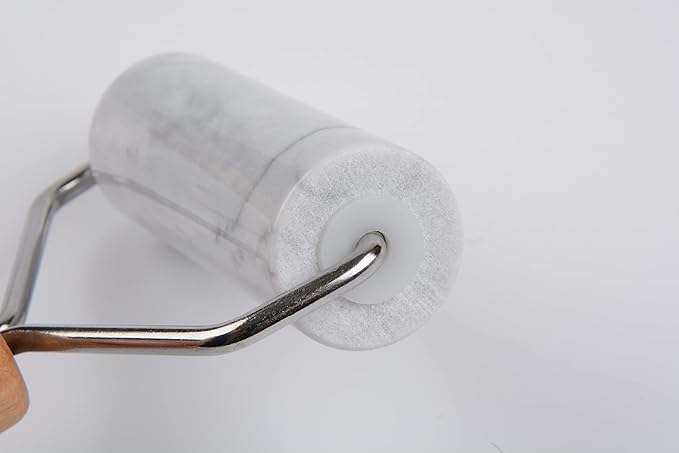 Tianman Small Marble Rolling Pin Pizza Roller, Marble Dough Roller Non-Stick T-Type, For Cake Baking Tortilla Fudge Pizza Cookies and Other Kitchen Baking Cooking (Type 2 White).