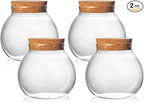 Set of 4 round glass jars with cork lid – 17oz wedding candy jar kitchen jar, perfect for tea, biscuits, cereals, flour, beans, spices, coffee beans etc (4PCS)