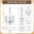 Glass Food Processor with 3 Blades & 4 Bowls (8 Cup + 3x0.5 Cup), Small Food Processor& Meat Grinder - Compact Design for Meal Prep, Baby Food, Sauces - Dishwasher Safe