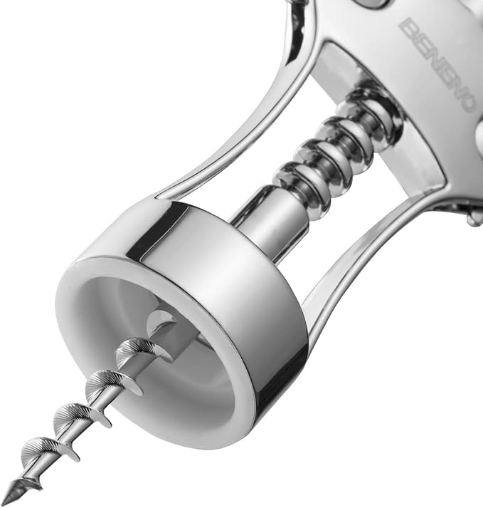 Beneno Wine Opener with Silicone Leak Proof Wine Vacuum Stopper, Zinc Alloy Premium Wing Corkscrew with Multifunctional Bottles Opener, Upgrade