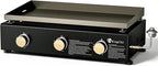 KingChii 28" Tabletop 3-Burner Griddle Portable Gas Grill with Rear Grease Trap, Powder Coated Steel, Black
