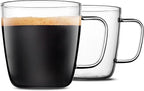 LUXU Premium Large Glass Coffee Mugs(Set of 2)-24 oz,Wide Mouth Hot or Cold Beverage Mugs,Modern Simplicity Glass Tea Coffee Cups-Big Capacity with Comfortable Handle for Home and Office-Clear
