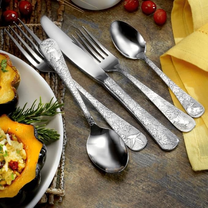 Liberty Tabletop American Outdoors 20 Piece Flatware set Service for Four Made in the USA Silverware