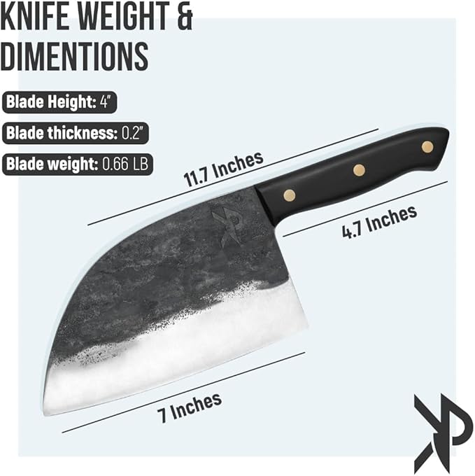 Kitchen perfection Handmade Meat Cleaver Knife For Meat Cutting - Professional 7" Serbian Chef Knife – Made of High Carbon Steel – Hand Sharpen Butcher Knife w/Canvas Sheath, Unique Gifts For Men