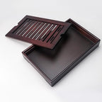 Bamboo Chinese Tea Tray - 13.6 x 8.9 inch Japanese Tea Serving Tray, Gongfu Tea Table Set with Reservoir Type Water Storage Box - Large