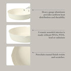 Martha Stewart Heathland 9.5 Inch Aluminum Cookware Non-Toxic Premium Ceramic Non Stick Frying Pan, Kitchen Egg Pan, Omelet, Pots and Pans, Linen White, Induction Safe