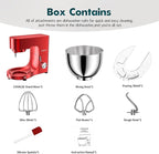 COOKLEE Stand Mixer, 9.5 Qt. 660W Electric Kitchen Mixer with Dishwasher-Safe Dough Hooks, Flat Beaters, Wire Whip & Pouring Shield Attachments for Most Home Cooks, Red