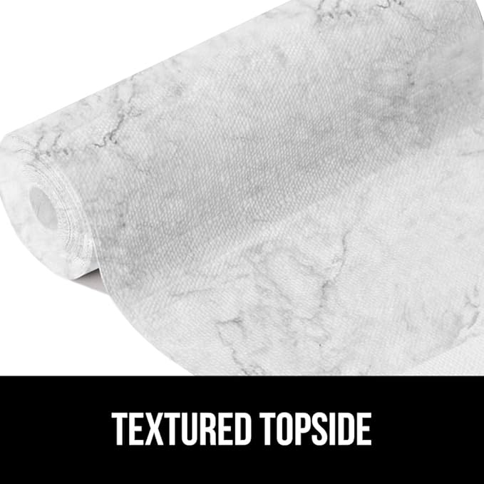 GORILLA GRIP DripGuard Drawer and Shelf Liner for Cabinet, Slip Resistant Non Adhesive Protection for Kitchen, BPA Free Smooth Surface Plastic Liners for Cabinets Bathroom Drawers 17.5x120 Inch Marble